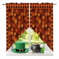 thumbnail image 2 of Swag Curtains Valances for Windows, Fall Maple Leaf Short Kitchen Window Curtains Over Sink, Thanksgiving Orange Black Plaid Cafe Curtains Panel Set Of 2,Rod Pocket, 36 Inches Length, 2 of 9