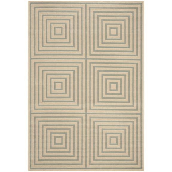 SAFAVIEH Beach House Arthur Geometric Indoor/Outdoor Area Rug, Cream/Aqua, 2'2" x 4'