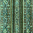 thumbnail image 1 of Ahgly Company Machine Washable Indoor Square Abstract Turquoise Blue Modern Area Rugs, 8' Square, 1 of 4