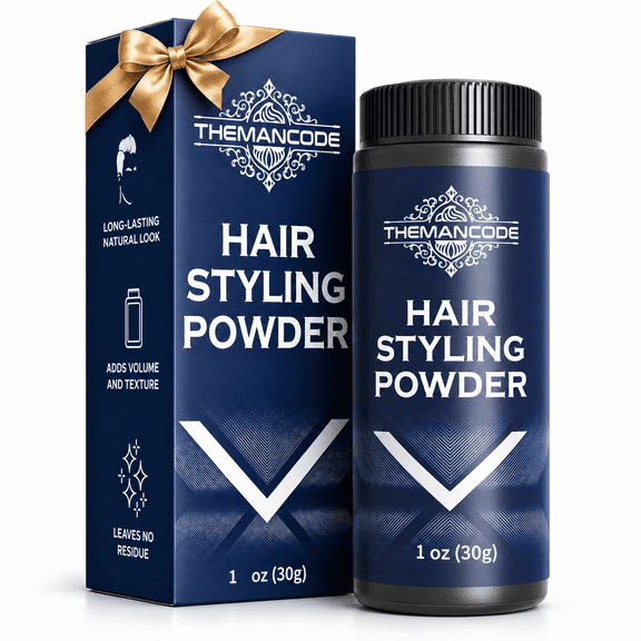 THEMANCODE Hair Styling Powder for Men & Son, Volumizing & Texturizing Powder, Long-Lasting Invisible Hold, Non-Sticky, Christmas Stocking Stuffer, 1 oz