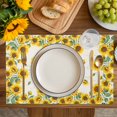 thumbnail image 4 of Sunflower Placemats Set of 12, Farm Botanical Floral Retro Bee Placemats for Dining Table, Place Mats for Kitchen Tabletop, Waterproof Wipeable Dining Table Mats Set, 4 of 9