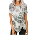 thumbnail image 1 of Qiopertar T-Shirts d'Été Mode Décontractée Col Rond Imprimé Manches Courtes Blouse Confortable pour Femmes Grandes Économies de Vacances! Offres de la Semaine Liquidation, 1 of 3
