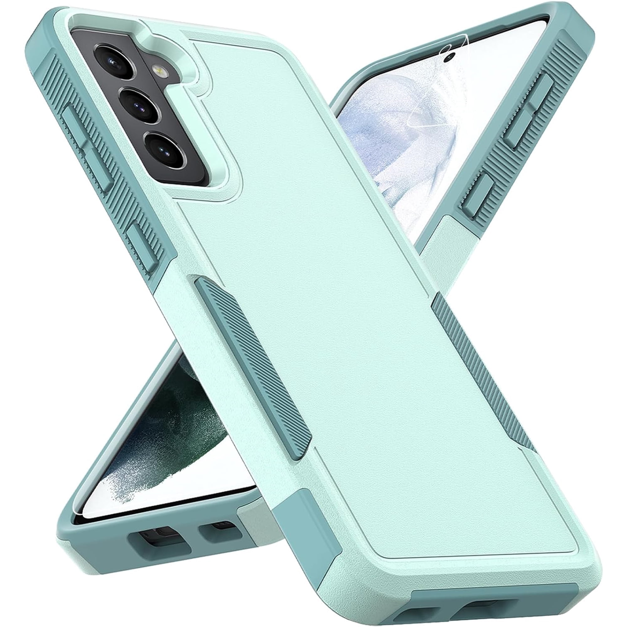 for Samsung Galaxy S21 Case: Dual Layer Protective Heavy Duty Cell Phone Cover Shockproof Rugged with Screen Protector - Protection Bumper Tough - Samsung Galaxy S21 5G 2021, 6.2 inch, Green