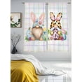 thumbnail image 3 of Easter Gnomes Sheer Curtains 63 Inch Length 2 Panels Set Window Treatments, Eggs Rabbit Spring Daisy Floral Colorful Stripes Rod Pocket Semi Curtains for Living Room/Bedroom/Kitchen, 104"W x 63"L, 3 of 7