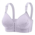 thumbnail image 4 of Sakmal Front Closure Bras for Older Women Cotton Bralette Minimizer Jelly Plunge Purple Womens Bras L, 4 of 5