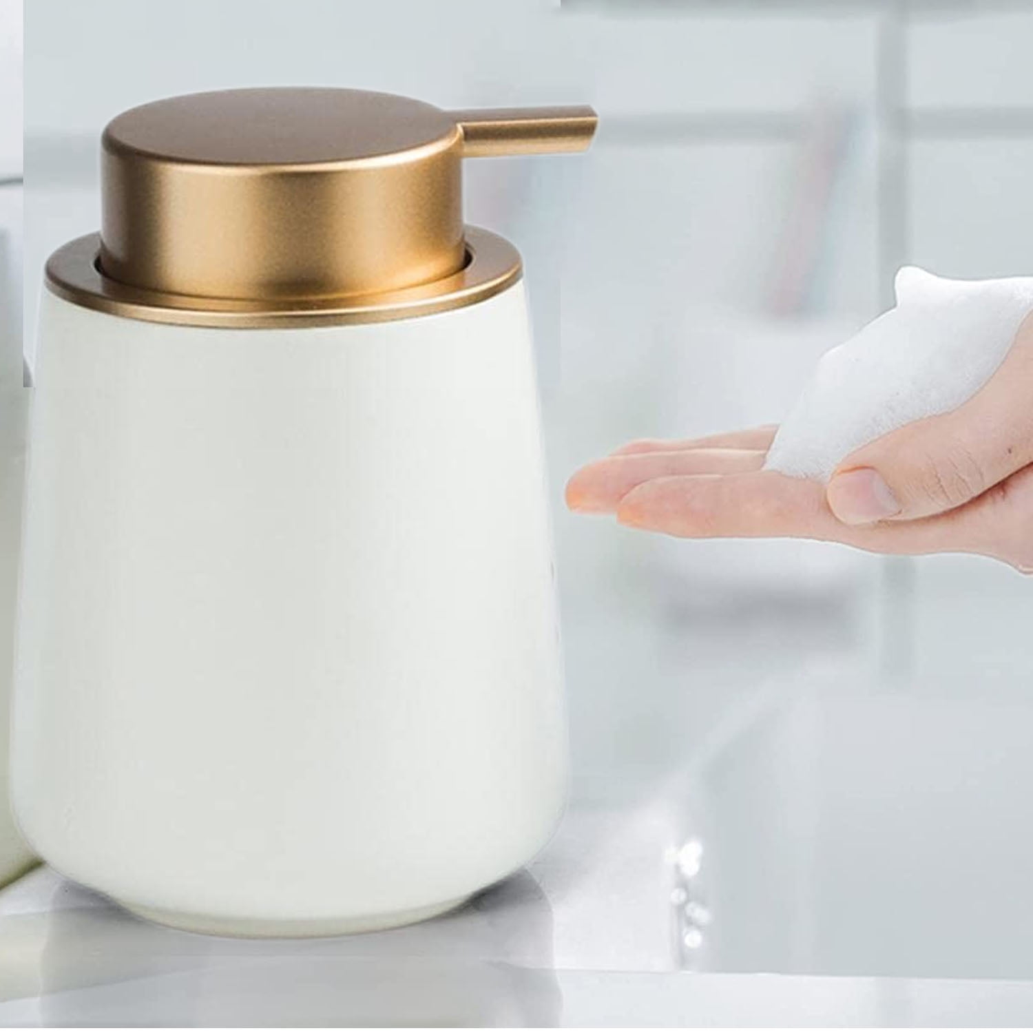14.07oz Hand Soap Dispenser Ceramic LeakProof Lotion Dispenser