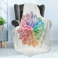 thumbnail image 4 of Rainbow Mandala Soft Flannel Fleece Throw Blanket, Watercolor Style Flower Design Petals on Off White Background, Cozy Plush for Indoor and Outdoor Use, 50" x 70", Multicolor, by Ambesonne, 4 of 5