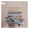 thumbnail image 2 of Set Edredón Individual + Funda De Almohada + Sábanas 7 Pzas Real Textil Gris - Beige, 2 of 8