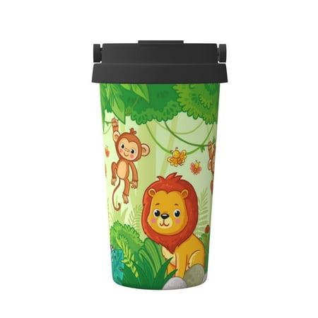 

Adobk African Animals in the Jungle Print Stainless Steel Coffee Mug -Vacuum Insulated Coffee Tumbler - Leakproof Travel Mugs Insulated for Hot & Cold Drinks