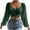 Army Green, variant on HAiming Blouse for Women Solid Color V Neck Drawstring Ruched Lantern Sleeve Crop Tops 2025 Trendy Fall Casual Shirts
