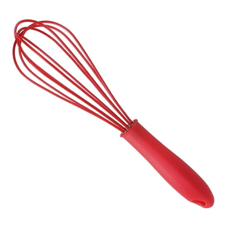 

10 Inches Hand Egg Mixer Silicone Balloon Whisk Milk Cream Frother Kitchen Utensils for Blending Stirring (Red)