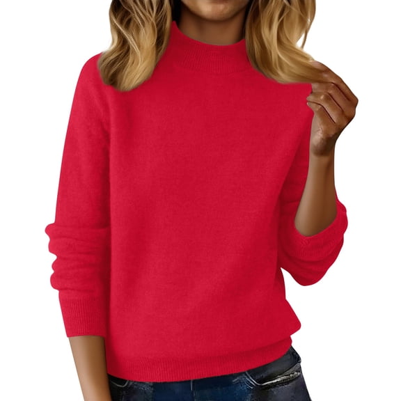 WCJM Women's Red Turtleneck Sweater First Line Ready Made Clothing Half Turtleneck Slim Fitting Bottoming Shirt for Women Autumn and Winter 2026 New Sweater Slimming Inner Sweater