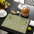 thumbnail image 4 of Olive Green and White Checkerboard Pattern Summer Placemats Table Placemats Set Of 4-Linen Kitchen Washable Placemats Table Mats 11.8"x17.7" Non-Slip Heat Resistant, 4 of 6
