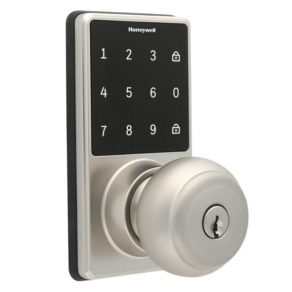 Honeywell Electronic Doorknob Lock with Touchscreen Satin Nickel Finish