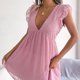 thumbnail image 3 of Vestido De Las Señoras Vestido de lunares con orejas de madera Jacquard Verano Mujer Vestidos para vacaciones (Rosa M) Ygjytge para Mujer Rosa T M, 3 of 7