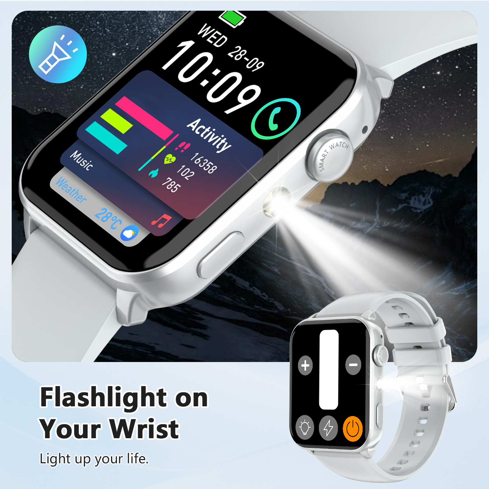 IOWODO Smart Watch for Men Women Compatible with iPhone Samsung Android Phone 1.91 inch Full Touch Screen IP68 Waterproof Bluetooh Fitness Tracker