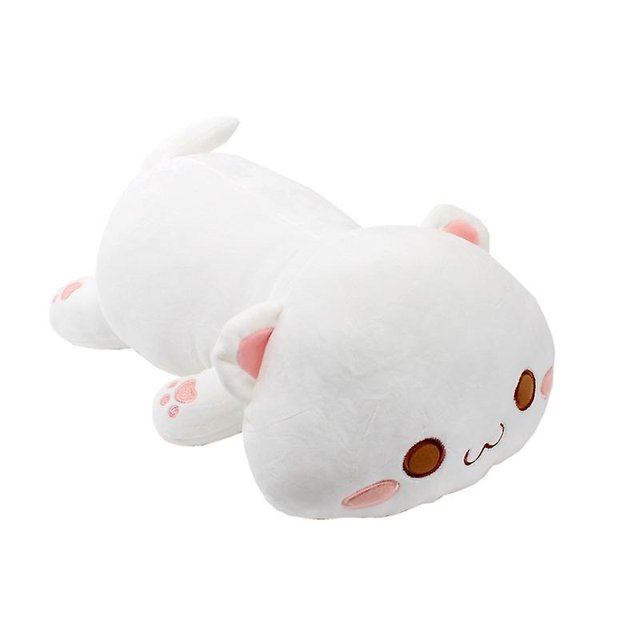 Muñeco de peluche súper suave y lindo con forma de gato, almohada para cama, muñeco para dormir (blanco)