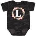 thumbnail image 3 of Inktastic Monogram Letter L Rose Floral Wreath Girls Baby Bodysuit, 3 of 5