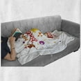 thumbnail image 6 of 1st Birthday Soft Flannel Fleece Throw Blanket, Birthday Party with Cones Teddy Bear Candies and a Cake Print, Cozy Plush for Indoor and Outdoor Use, 60" x 80", Red Marigold and Purple, by Ambesonne, 6 of 6
