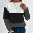 thumbnail image 3 of Tbopshirt Womens Sweaters,Fall Sweaters for Women,Knitted Sweater with Contrasting Color Splicing Round Neck Long Sleeved Pullover Top,Pullover Tops, 3 of 9