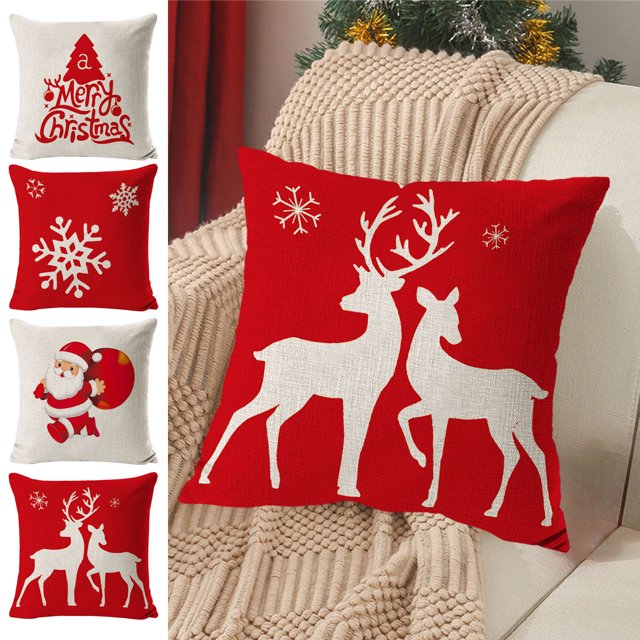 Vaidha Christmas Pillow Covers 18x18 Inch Christmas Tree Decorative Red Throw Pillows Winter Christmas Decor For Home Couch