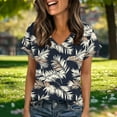 thumbnail image 3 of Cloaraye T Shirts for Women Summer V Neck Short Sleeve Shirts Fashion Floral Printed Tunic Top Springs Beach Vacation Clothes, 3 of 6