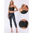 thumbnail image 2 of DARING DIVA Women Bustier Zip Up Adjustable Straps Jean Corset Top XL Black, 2 of 6