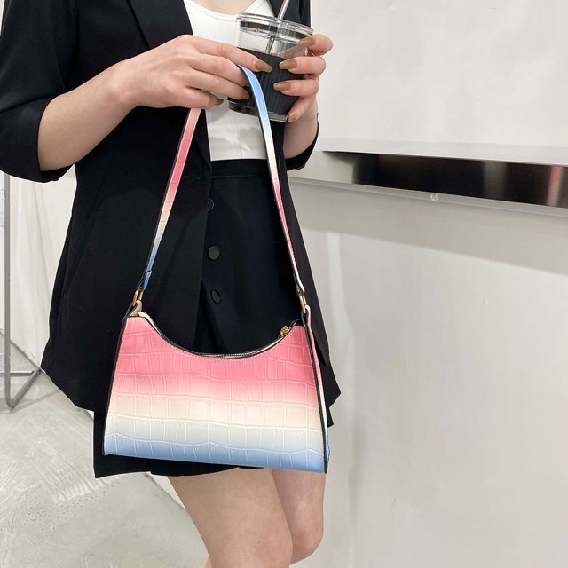 Bolsa Moda mujer cocodrilo patrón gradiente PU axila bolso bolsos (rosa) Tmvgtek Para estrenar