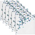 Bestwell Cloth Napkins Set of 6 Blue Butterflies Printed Decorative