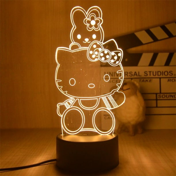 Figuras de dibujos animados de Hello Kitty Sanrio, luz nocturna, modelo lindo, juguetes luminosos, adornos de decoración de escritorio, regalos para niños