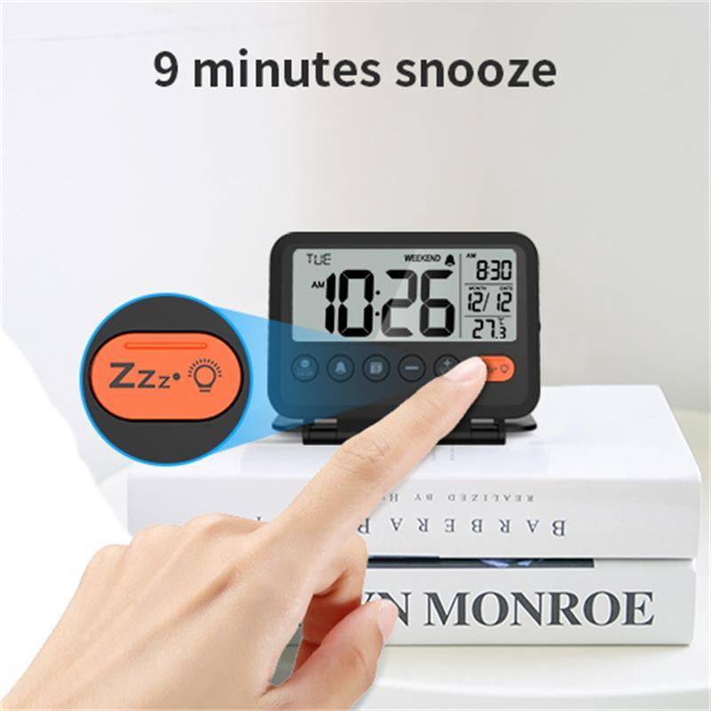 NOKLEAD Home Digital LCD Thermometer Clock Fold Mini Travel Clock With Calendar Traveling Alarm Clock Portable Desktop Clock