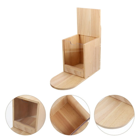 PAMINGONO 1Pack Natural Wood Squirrel Feeder for Outside Use Weatherproof Feeding for Squirrels and Birds 9.6x4.9x10.9in
