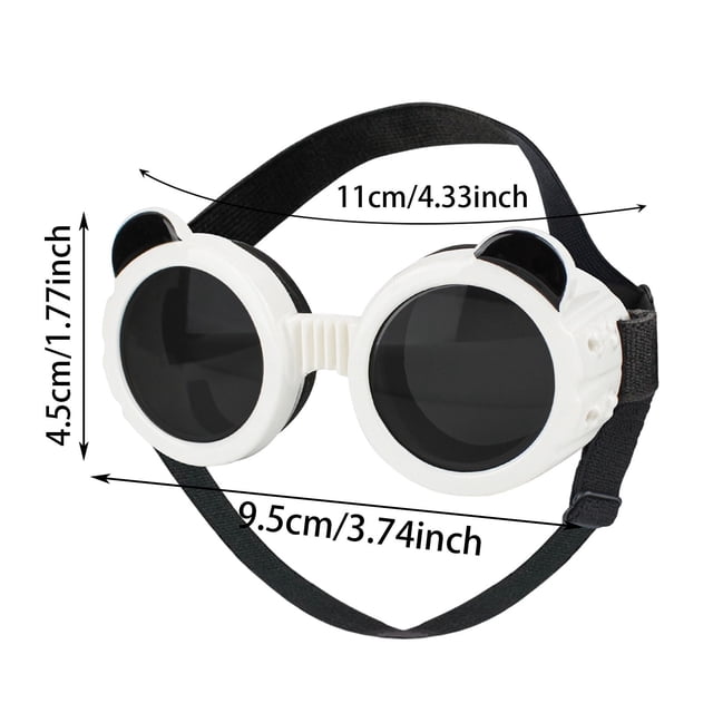 Tong Goggles For Small Breed Wind/ Puppy With Adjustable Strap White Black