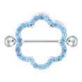 thumbnail image 1 of ATTOE Geometrical Double deck Flower Shape Nipple Ring Rhinestone Piercing Body Jewelry(Blue)-0816, 1 of 4
