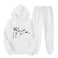 thumbnail image 2 of successthop 2 Piece Lounge Set Women Fleece Long Sleeve Hoodie and Jogger Sweatpant Floral Fall Sportwear with Pockets, 2 of 7