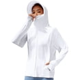 thumbnail image 2 of Trgacdwlo Ice Silk Womens UPF 50+ Sun Protection Hoodie Jacket with Wide Brim Quick Dry Cooling Rash Guard Zip Up UV Shirt White, 2 of 5