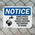 thumbnail image 5 of (2 Pack) Employees Must Wash Hands Before Work OSHA Notice Sign 14 Inch X 10 Inch Plastic Sign, Weather Resistant, UV Protected for Workplace, Business, and Construction Site, Made in, 5 of 8