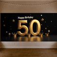 thumbnail image 5 of Black Background Happy 50th Birthday Banner with Golden Balloons Crowns Stars and Cakes Party Decoration Backdrop for Birthday Parties Photography Props Celebrations, 5 of 8