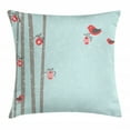 thumbnail image 1 of Christmas Decorations Throw Pillow Cushion Cover, Cute Red Birds Decorating Tree Snowy New Year Inspiration Illustration, Decorative Square Accent Pillow Case, 18 X 18 Inches, Blue Red, by Ambesonne, 1 of 2