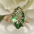 thumbnail image 3 of Soumake Transparent Rhinestone Ring Emerald Faux Gemstone Dragonfly Decor Ring for Wedding, 3 of 8