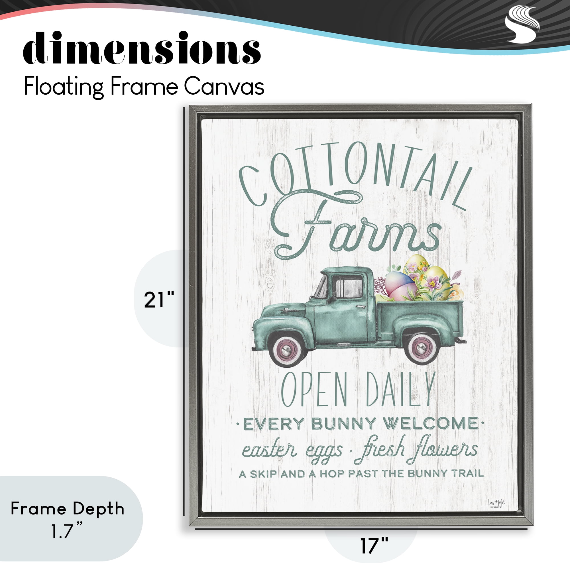 Stupell Industries Antique Cottontail Farms Gray Framed Floater Canvas Wall Art, design by Lux + Me Designs