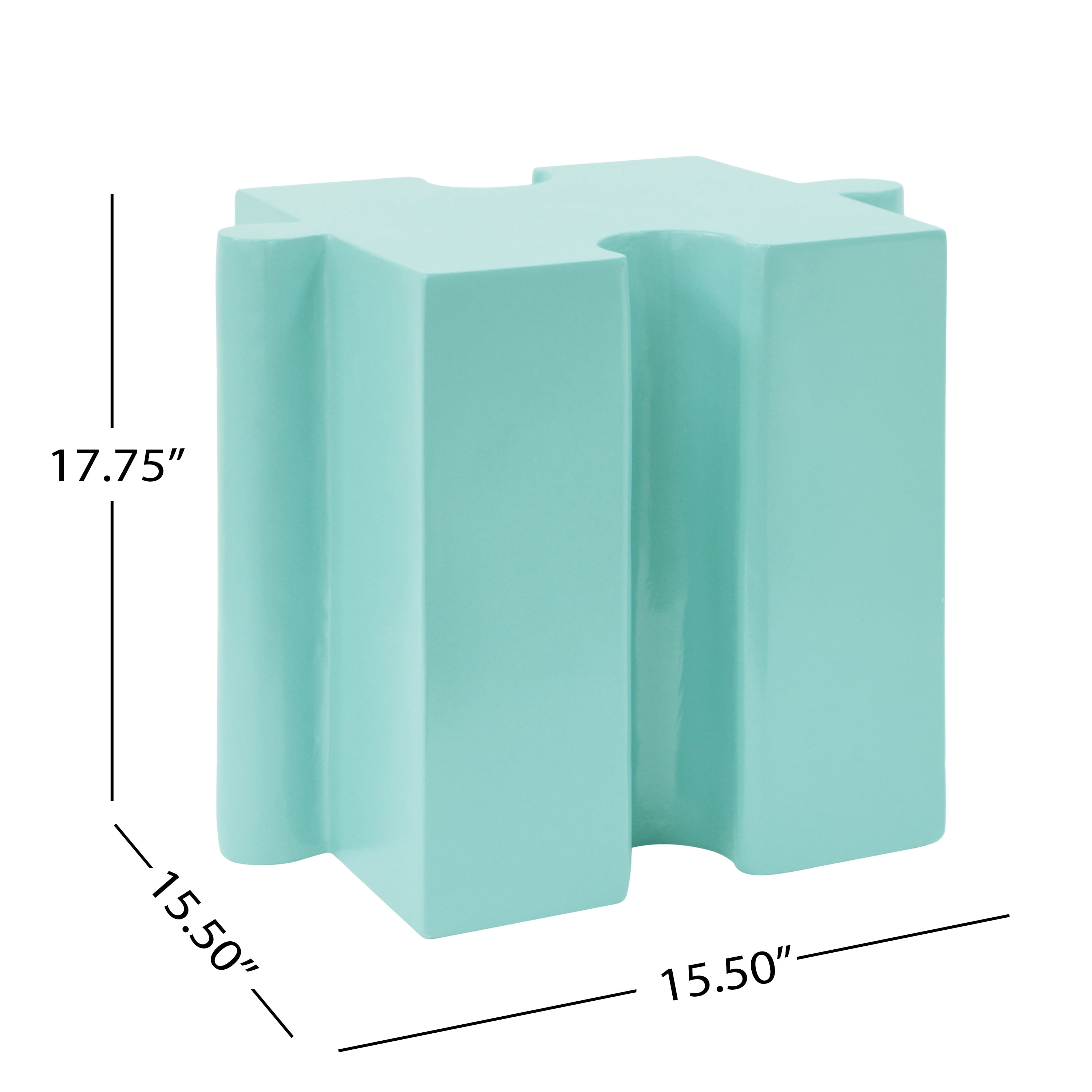 Puzzle Art Side Table, Outdoor Modular Concave Edge Table for Patio Garden Indoor Outdoor, Light Green