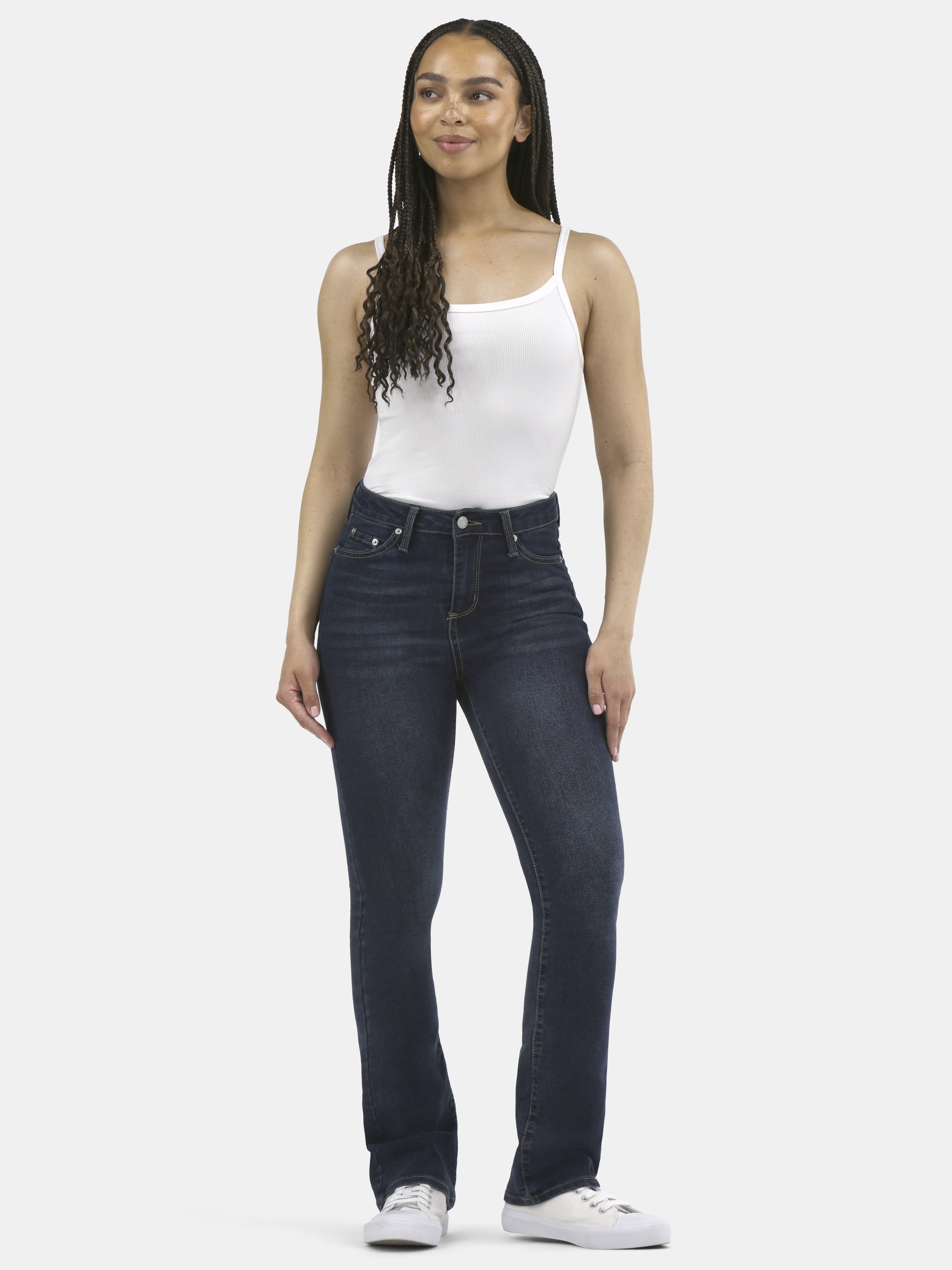 No Boundaries Mid Rise Bootcut Jeans, 32” Inseam, 1 or 2-Pack, Women’s