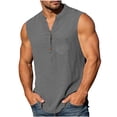 thumbnail image 2 of Antinious Men Solid Sleeveless Crewneck Summer Pocket Curved Hem Tank Tops, 2 of 5