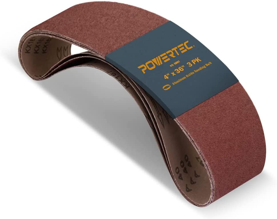 POWERTEC 110623 40 Grit Aluminum Oxide Sanding Belt (3 Pack), 4' x 36'