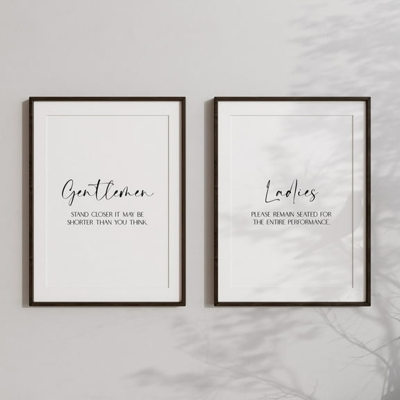 UNFFRAMED Ladies and Gentlemen Prints, Bathroom Print, Bathroom Wall Decor, Bathroom Quotes, Couple Wall Art, Home Prints Trendy Set 2 Prints 8x12
