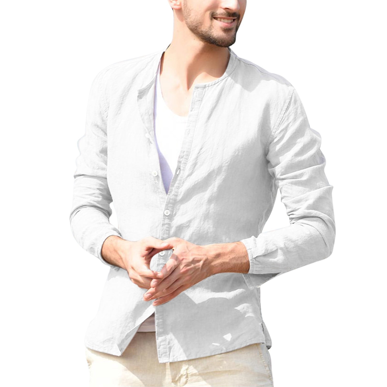 WANYNG Men's Long Sleeved Cotton Linen Summer Breathable Shirt Tops Blouse  Mens Fun Dress Shirts 4xlt Dress Shirts for Men Big And Tall - Walmart.com