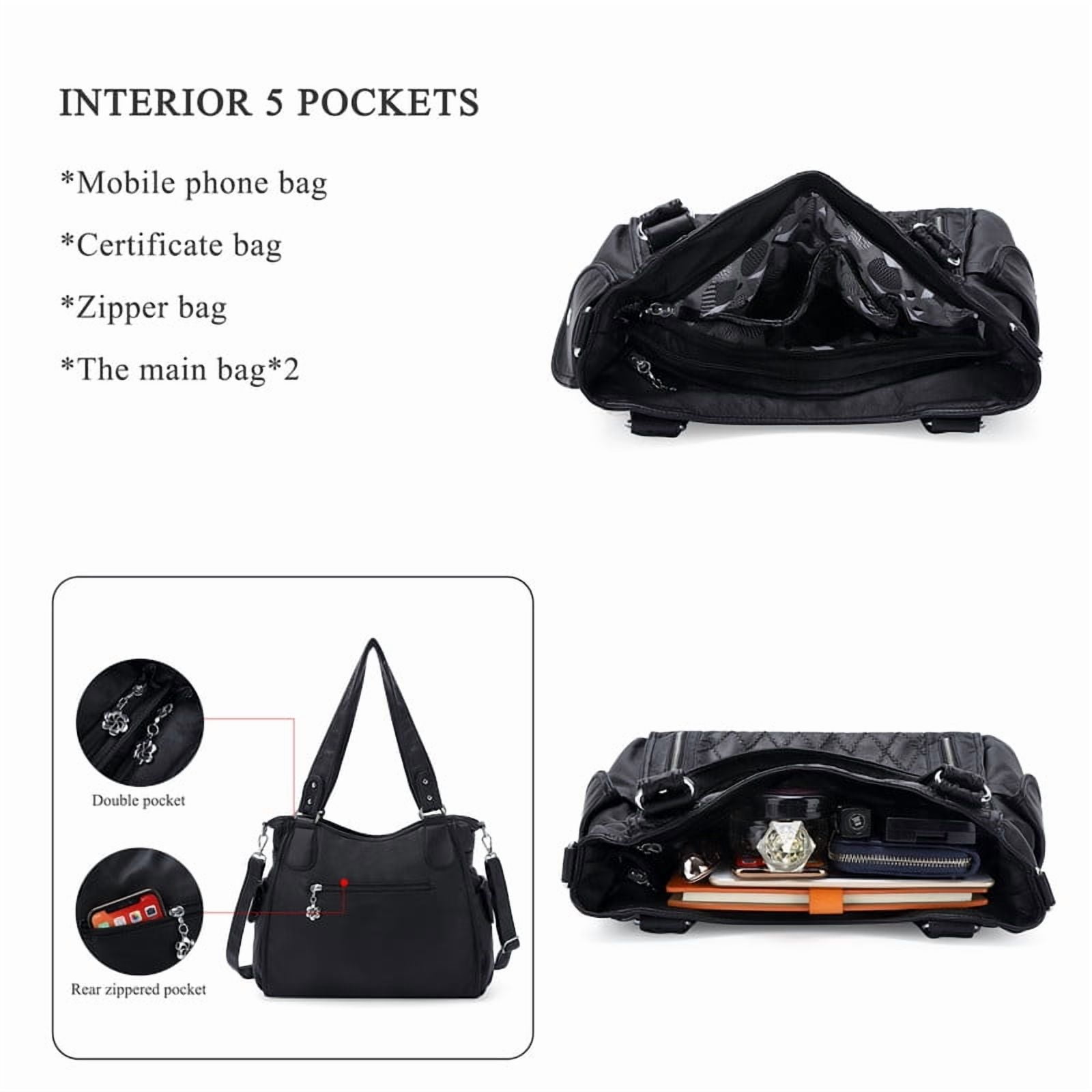 Angel Kiss Handbags for Womens Top-Handle Hobo Purse Roomy Casual Shoulder Bags PU Tote Satchel Purse for Womens