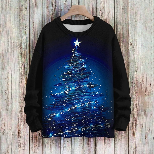 Cárdigan informal de cuello redondo para mujer, estampado navideño, manga larga, jersey de punto de poliéster para mujer