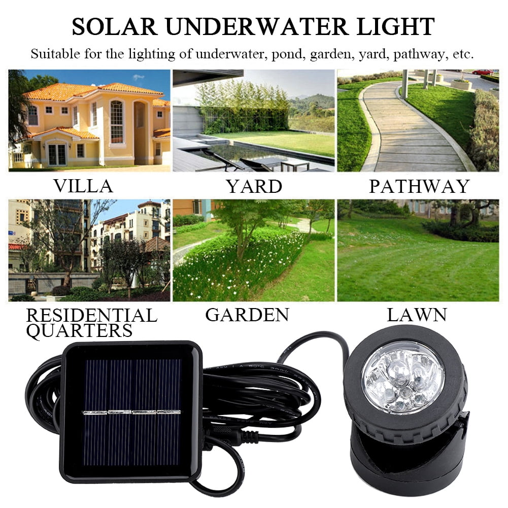 Solar Spotlights 6 LED Underwater Projection Lights Lamp Outdoor Garden Pond Lighting Underwater Submarine Lamp